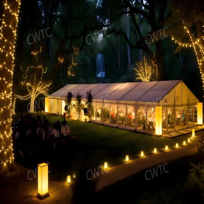 large event tent aluminum night-exterior